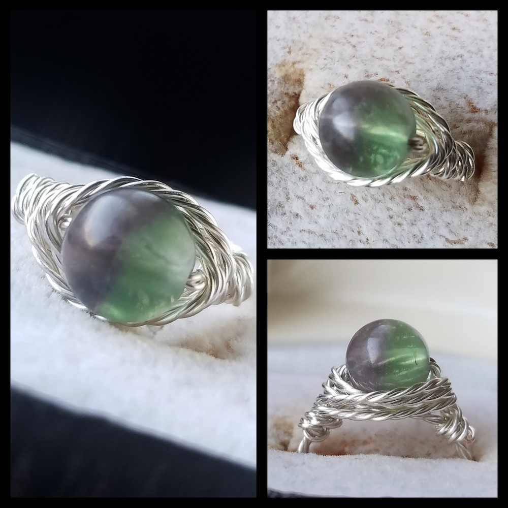 🌙💚 Fluorite Stone Ring - 5
